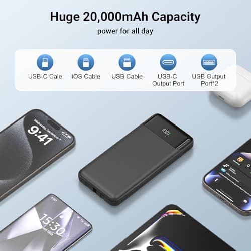 Power Bank Fast Charging 20000mAh, 22.5W Portable Charger with Cable — view 4