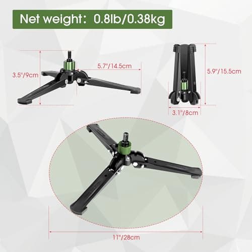 Manbily M-2 Monopod Base with Three Feet, Mini Desktop Tripod, 3/8 inch Screw, Monopods Stand Support Travel for DSLR Camera Ball Fluid Head Camcorder, Tilt 20° & Rotate 360° (Green) — view 5