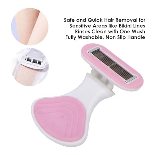 Fauitay Women Travel Shaving Kit, 6 Layer Stainless Steel Cutters Mini Portable with Foldable Non Slip Handle and 3 Refills, for Smooth Hair Removal on Legs Underarms (Pink) — view 4