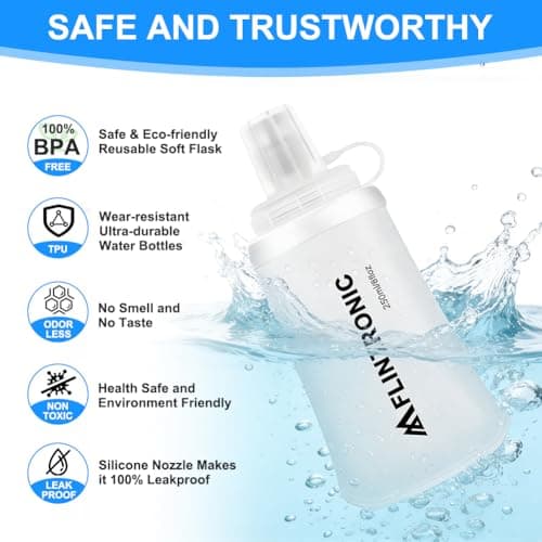 flintronic 2PCS Soft Flask TPU, 250ML Collapsible Water Bottle, Lightweight Running Soft Water Bottle for Unisex Hydration, BPA-Free, Leakproof Foldable Water Bottle for Running, Cycling, Climbing — view 4