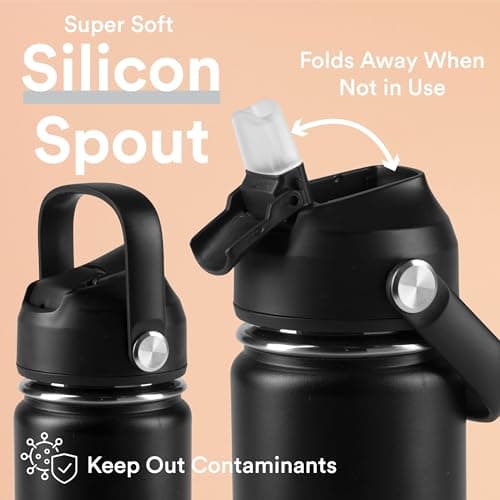moon bottles - Insulated Water Bottle with Straw - Stainless Steel Sports Drink Bottle, Thermal Flask, 24hr Cold, 12hr Hot, Double Walled, Metal Straw, Silicon Spout, UK Company (1L, Green) — view 3