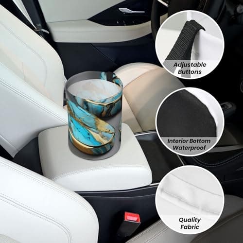 Turquoise Marble Car Trash Can Leak-Proof Organizer For Long Road Trips And Family Vacations — view 6
