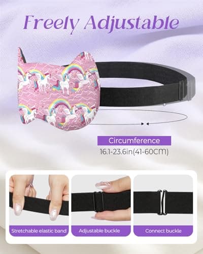 Miss Adola Sleep Mask for Kids - 3D Contoured Cup Cute Sleep Eye Cover with Adjustable Strap Kawaii Cartoon Soft Blindfold Eyeshade for Boys Girls Teens, Purple Unicorn — view 4