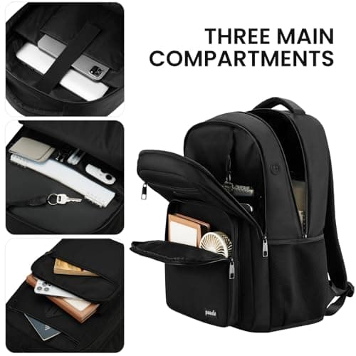 Paude Black Backpack,School Backpack for Teens Adults Laptop Bookbag for High School College Students Back Pack for Work — view 3