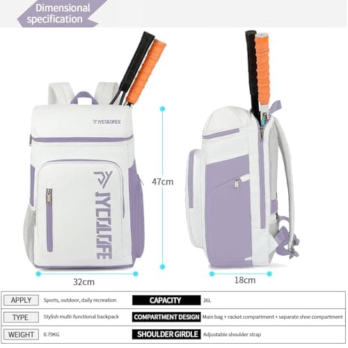 JYColofex gym duffel bag backpack wrestling bag with shoe compartment 4 kinds of back method waterproof sports walking laptop, D-light Purple, Color Sports Tennis Badminton Backpack — view 2