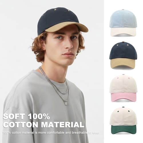 YAMEIZE Trendy Color Splicing Baseball Cap - for Women Men Hat UV Protection Unisex Sun Hat Sunscreen Adjustable Baseball Hat Travel Outdoor (UK, Alpha, One Size, Navy Khaki) — view 4