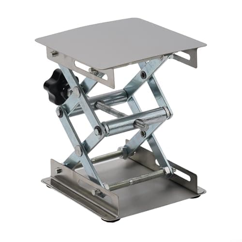 Manual Adjustable Stainless Steel Lift Platform For Laboratory And Workshop Use Providing 45mm To 150mm Vertical Travel For Router Mills And Engraving Machines Compact Silver Stand For Tools