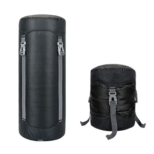 Compression Stuff Sack Lightweight Sleeping Bag Compression Sack Waterproof Storage Bag for Camping Outdoor Hiking Backpacking Travelling (Black, M)