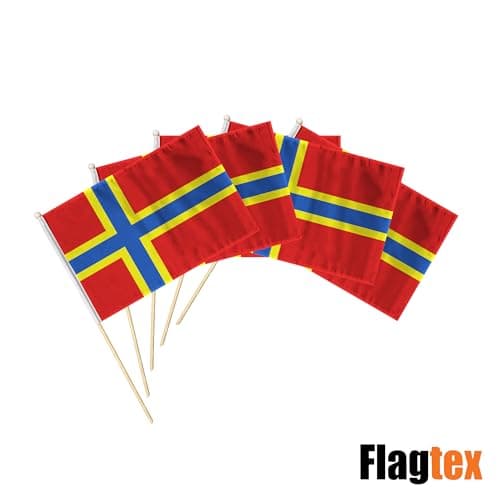 Flagtex Orkney Islands Hand Waving Flag (9x6 Inch) - Premium Wooden Stick Hand Flag 9x6 Inch Natural Wood Pole Scottish Islands Red Yellow Nordic Cross Flag Events — view 5