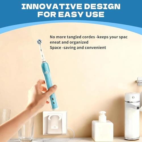 BAAQII Wall Charger for Braun Oral-B Electric Toothbrush 3757 Replacement Travel Charger Waterproof Wall Mounted Charging Base Compatible with Oral-B iO2 3 4 5 6 UK Plug — view 6
