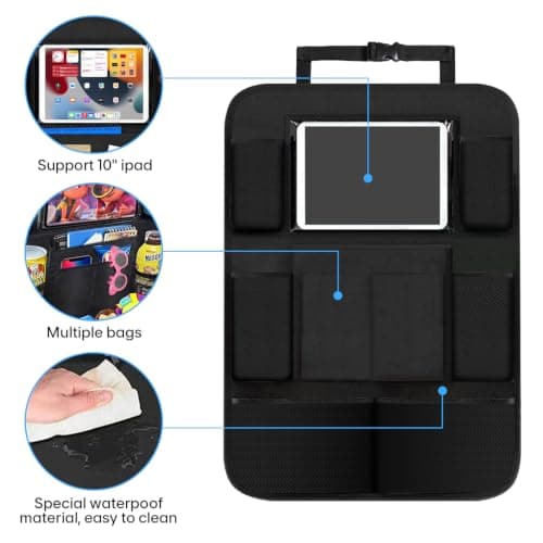 acetek Backseat Car Organizer for Kids, Kick Mat Storage Organizer 2 Pack — view 3