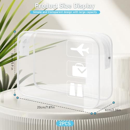 Clear Travel Toiletries Bag 2 Pack TSA Approved Airport Security Liquid Bag — view 2
