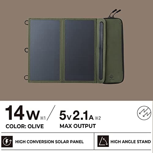 ELECOM NESTOUT 14W Outdoor Foldable Solar Panel Charger, Dual USB-A, 2.1A — view 3