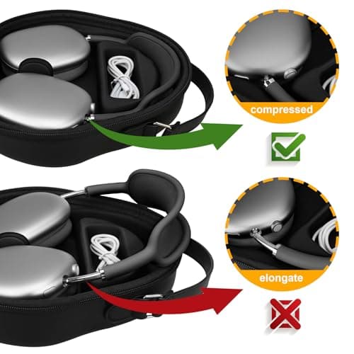 Elonbo Hard Carrying Case for Apple AirPods Max 2 Wireless Over-Ear Headphones, New AirPods Max Bluetooth Headphones Travel Protective Cover Earphone Protector Storage Bag, Black — view 4