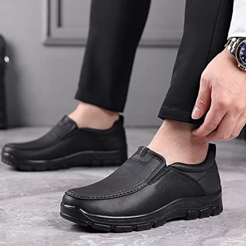 COSIDRAM Mens Loafers Slip on Casual Shoes Fashion Walking Moccasin Business Office Dress Outdoor Black 9.5 — view 2