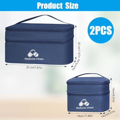 DiULi First Aid Kit Bags 2 Pack, Small & Medium Empty Medication Storage Bag Set, Waterproof Oxford Cloth Medicine Pouch with Dual Zippers, Tear-Resistant for Home Travel Hiking Camping, Navy — view 2