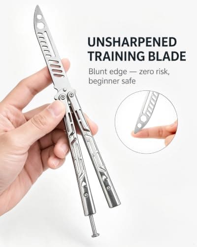 Foldable Butterfly Knife Trainer - for Training & Display Only (Silver) — view 4