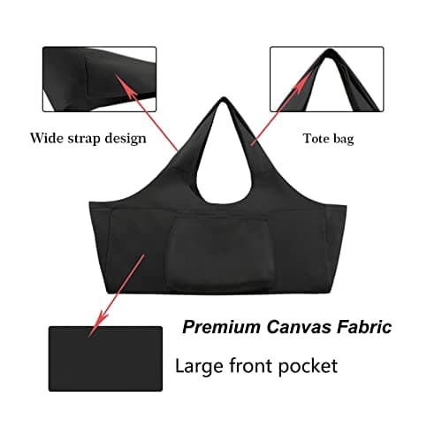 Extra Large Yoga Mat Bag Portable Carriers Bag with Big Open Pocket & Inner Zipper Pocket Women Men Large Capacity Tote Bag for Pilates Yoga Gym Sports Quality Canvas Yoga Bag Stores Mat/Accessories — view 4