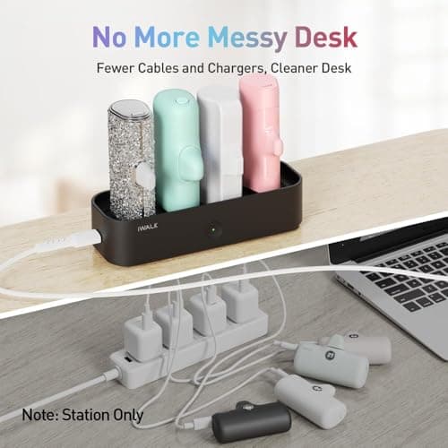 iWALK Portable Charger Station for 4500mAh, 4800mAh, 5000mAh Power Bank for iPhone Charging Station Multiple USB-C Family-sized Charger Station for Home(Station Only),Black — view 5