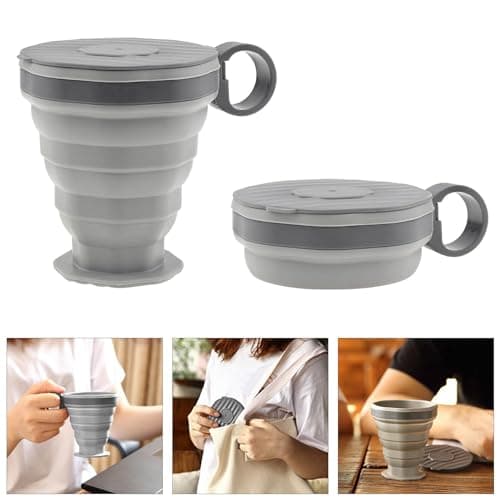 Collapsible Camping Cup, Silicone Foldable Travel Cup, Portable Leak Proof Drinking Cup, Expandable Sport Bottle for Outdoor Camping Travel and Hiking, Reusable Silicone Cup