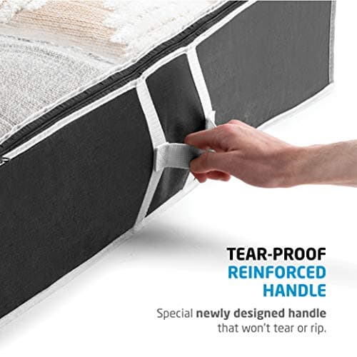 Premium Underbed Storage Bag (2-Pack) Clothes Storage Boxes with Zips, Storage Bags for bedding, King Size Duvet, Linen, Pillow, Shoe - Non-Woven Under Bed Storage Box Organiser for Clothes — view 4