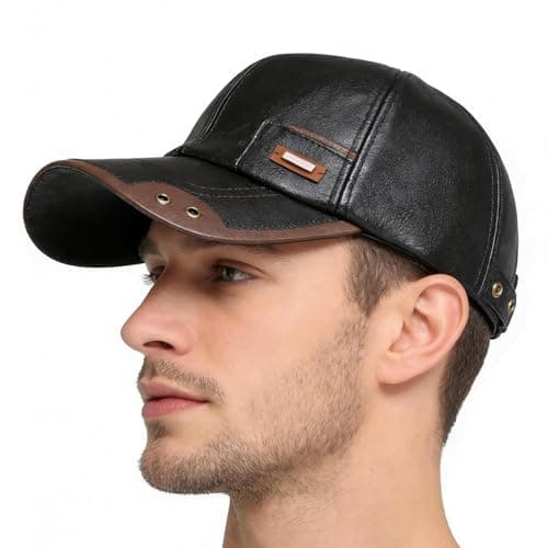 Black Leather Hat Vintage Fashion Headwear
