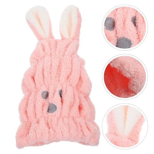Didiseaon Hair Drying Cap for Home and Outdoor Travel Boys and Girls and Babies Cartoon Rabbit Coral Fleece, Quick Drying Hair Wrap Towel, Comfortable and Super Absorbent Shower Hat — view 6