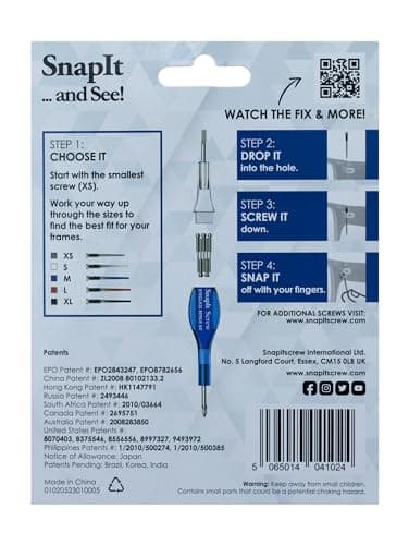 SnapIt Glasses Repair Kit, Eyeglass Repair Kit with Screws 5 Sizes, Screw Replacement Kit & Double-Ended Mini Screwdriver, Portable, Pocket & Bag Friendly, Travel Friendly (Blue) — view 2