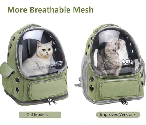 Cawypety Expandable Cat Backpack,Cat Bubble Backpack Carrier for Carrying Cats, Pets and Small Dogs,Airline-Approved,Designed for Travel, Hiking, Walking,Car (Green.) — view 3