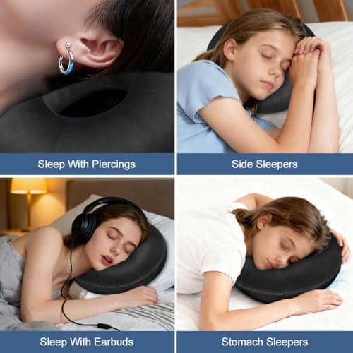 AOOSA Piercing Pillow, Black Ear Piercing Pillow for Side Sleepers — view 6