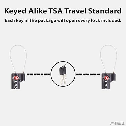 OW-Travel Suitcase Locks with Keys, TSA Approved Luggage Padlocks, Black 2 — view 3