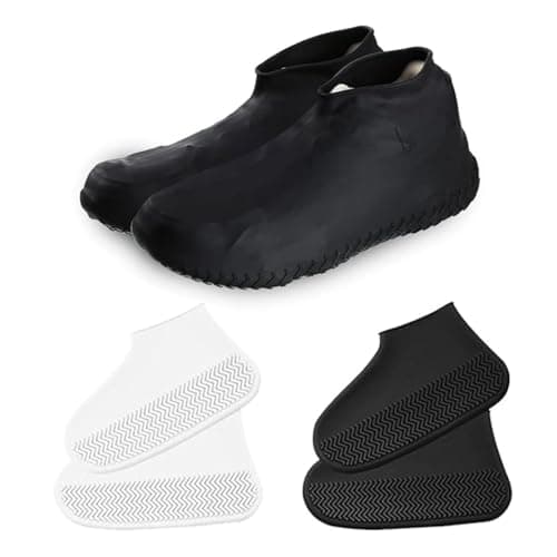 JIANGBINGREN 2 Pairs Reusable Waterproof Shoe Covers, Silicone Overshoes Rain Shoes Cover, Non-Slip Folding Shoe Protector Cover to Prevent Rain from Entering Shoes