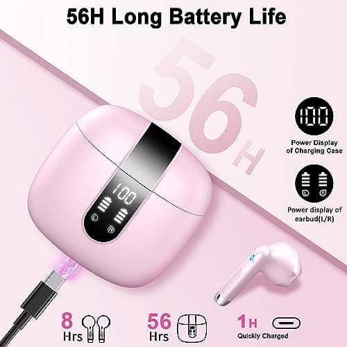 Drsaec Wireless Earbuds, 2026 NEW Wireless Headphones with 4 ENC Mic Pink — view 6