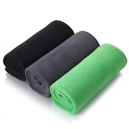 3 Pack Gym Towels Men Small Microfibre Sports Sweat Towels Black,Green,Grey