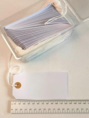 jijAcraft 120x60mm Large Tags with String: 100Pcs Pre-Attached Luggage Tags — view 2