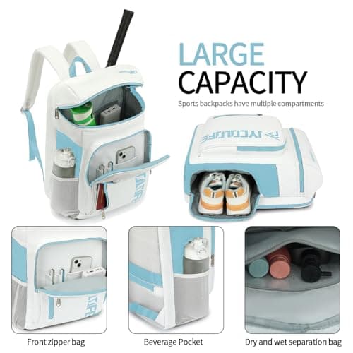 JYColofex gym duffel bag backpack wrestling bag with shoe compartment 4 kinds of back method waterproof sports walking laptop, D-light Blue, Color Sports Tennis Badminton Backpack — view 3