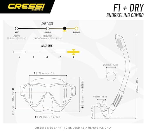 Cressi F1 Frameless Diving Mask - Anti-Fog Tempered Glass Snorkel Mask - Silicone Skirt for Secure Scuba Fit - Adjustable Buckles for Diving & Snorkelling - Black - One Size — view 5