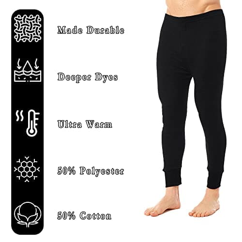 Heatwave® Pack of 2 Men's Thermal Trousers Long Johns Warm Underwear Baselayer Thermals, Medium Black — view 6