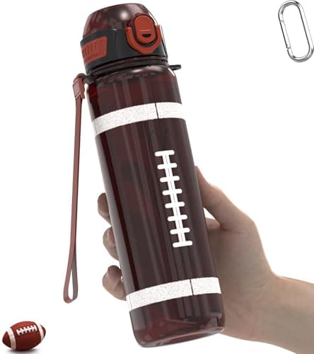 MYFOREST American Football Water Bottle, Light, Quick-Open Gulp Lid/Straw