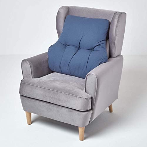 HOMESCAPES Navy Blue Back Support Cushion Thick Lumbar Cushion for Armchair, Desk Chair or Sofa Soft 100% Cotton Orthopaedic Posture Cushion, 15cm Deep — view 2