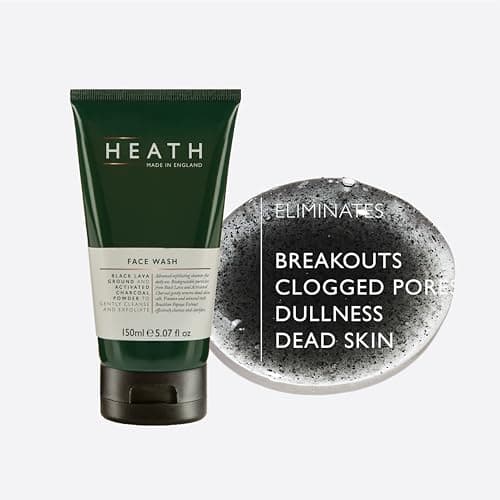 Heath Men’s Face Wash 150ml, Exfoliating Facial Cleanser, Moisturiser, Oil Control, Volcanic Black Sand and Bamboo Charcoal Powder, Detoxify, Gift For Him, Travel Size, Vegan and Cruelty Friendly — view 3