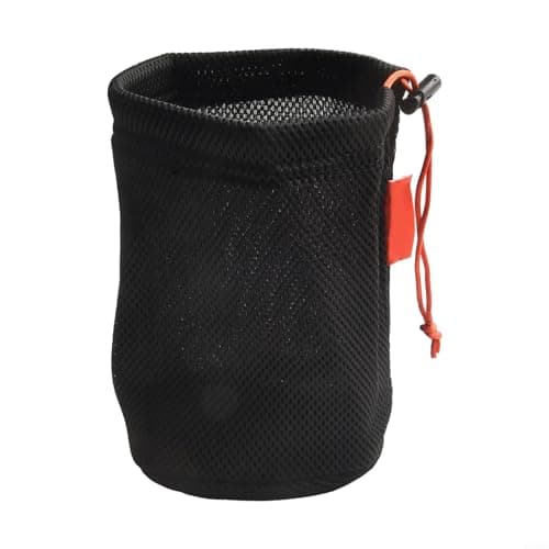 Mesh Pot Organizer Bag for Camping Cookware Storage, Breathable Outdoor Kitchen Gear Pouch with Drawstring, Anti-Collision Hiking Stove Carrier and Water Bucket Mesh Holder,(16 * 20cm)