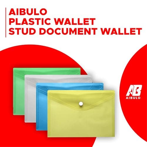 AIBULO Pack of 10 A5 Popper Wallets – Assorted Colour Plastic Document Folders for School, Office & Home – Compact A5 File Wallets for Notes, Receipts & Paperwork Organisation — view 2