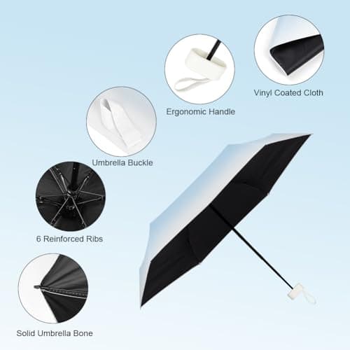 Aolso Mini Umbrella with UPF50+ Protection, 6 Ribs Windproof Strong Travel Umbrella,UV Umbrellas with Capsule Case,Compact Folding Umbrellas for Men Women-Gradient Blue — view 5