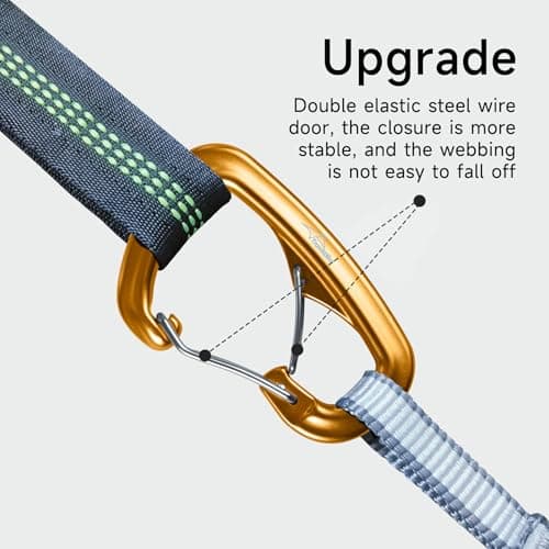 Travel Bird Heavy Duty Carabiner Clip Hook 8KN, Ultra-Light Aluminum Caribeaners with Double Door D-Shape, for Hammock, Camping, Hiking, Backpacking, Dog Leash, Keychain Clip — view 5