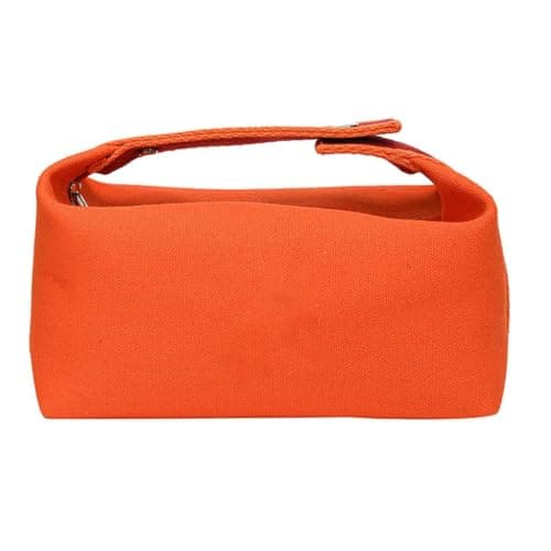 Voddkis Cream Cosmetic Bag - Travel Makeup Bag - Canvas Toiletry Bag - Cosmetic Accessory Organiser with Zip (Orange)