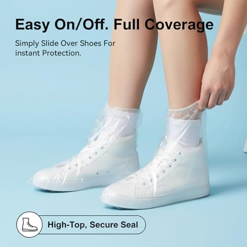 10 Pairs Waterproof Shoe Covers, Shoe Covers Disposable Waterproof Shoe Covers, Waterproof Shoe Covers for Rain, Disposable Plastic, Non-Slip, Clear, Large, Indoor Outdoor Boot Protector — view 3