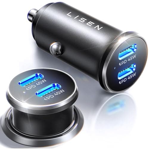 LISEN 90W USB C Car Phone Charger Fast Charge 12V Car Type-C Adapter PD45W