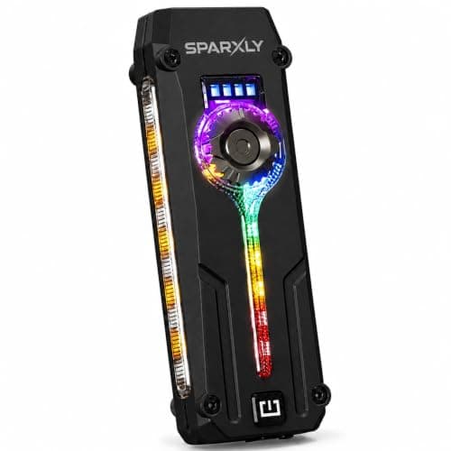 SPARXLY Rechargeable Torch Led Super Bright Flashlight - 1000lm Small Mini Pocket EDC Gear, Multifunctional Outdoor Lamp Camping Light with Cob RGB Side Light, Uv Light & Red Laser for Emergency — view 2
