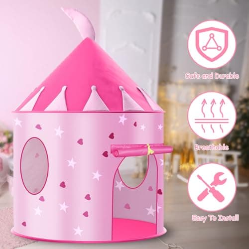 HOTUT Kids Pop Up Play Tent, Kids Play Tent with Multi-Coloured Star Lights, Sensory Tents for Children, Foldable Pop Up Playhouse Fun Toy, Playhouse for Kid Childs Princess Toy Gifts for Girls & Boys — view 2